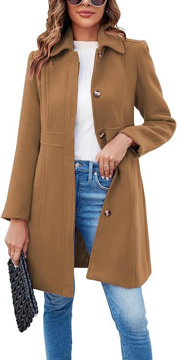 Damen klassischer Wollmantel mit modischem Schnitt und funktionalen Details EB