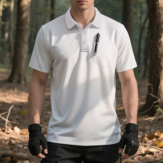 Herren nan funktionelles Kurzarm-Poloshirt mit Brusttasche, eingearbeiteter Stiftlasche und mikroperforierter Belüftung EB