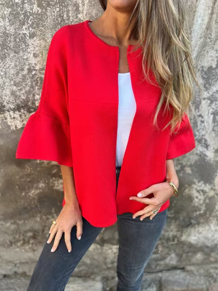 Damen Modische Strickjacke mit weitem Ärmel EB