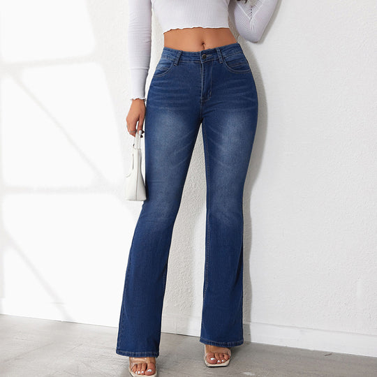 Damen Flared Jeans mit hohem Bund und bequemer Passform EB