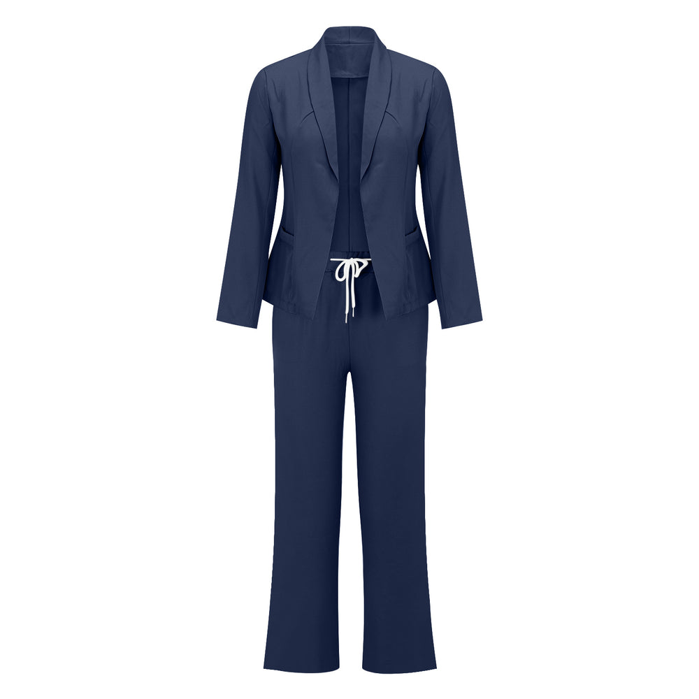 Damen eleganter Jumpsuit mit Blazer-Optik und verstellbarem Taillenzug EB