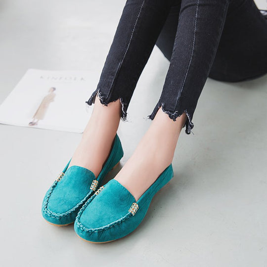 Damen nan bequeme Veloursleder Mokassins mit gepolsterter Innensohle EB