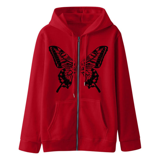 Damen Kapuzensweatjacke mit einzigartigem Schmetterlingsdruck EB