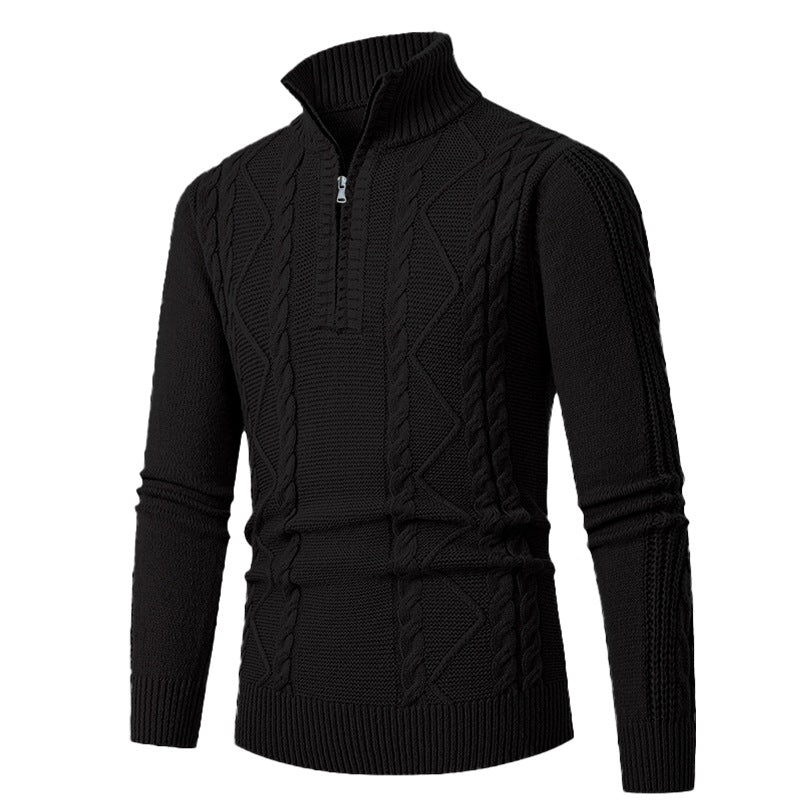 Herren Strickpullover mit hohem Kragen und Reißverschluss EB