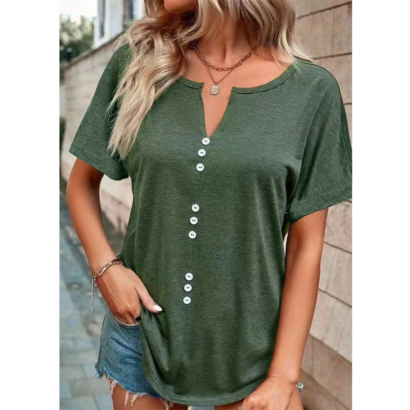 Damen T-Shirt mit Knopfleiste und lässigem Schnitt EB