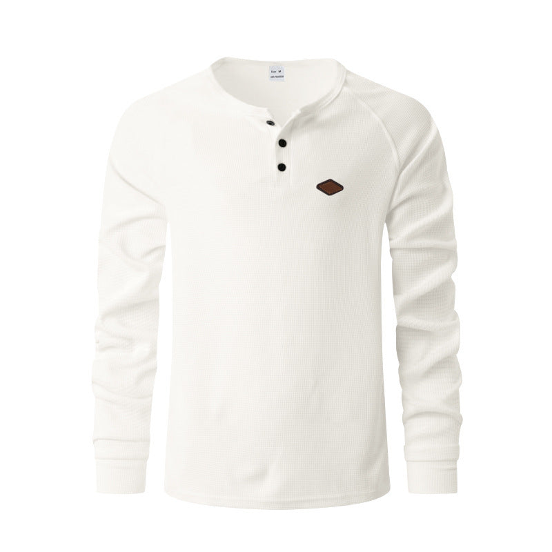 Herren Langarmshirt mit Knopfleiste und Struktur EB
