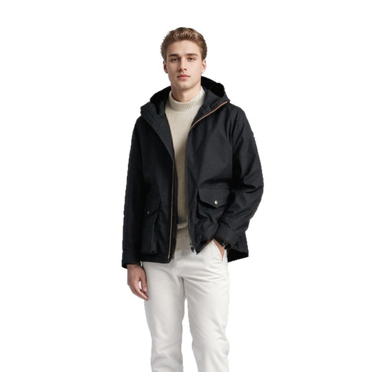 Herren strapazierfähige Multifunktionsjacke mit verstellbarem Kapuzenkragen und großzügigen Taschen EB