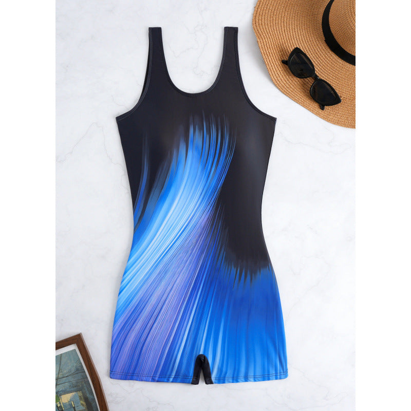 Damen Sportlicher Einteiler Badeanzug mit dynamischem Muster EB