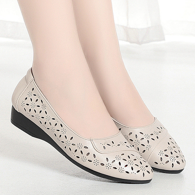 Damen Ballerinas mit filigranem Lochmuster und bequemem Fußbett EB