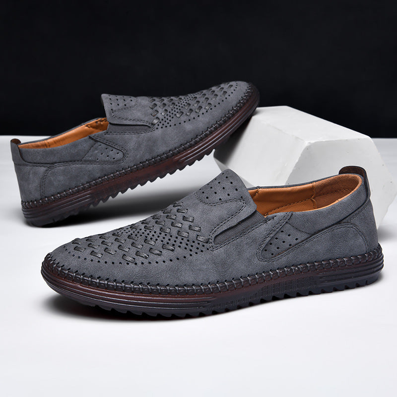 Herren Bequeme und atmungsaktive Mokassins mit perforiertem Obermaterial EB