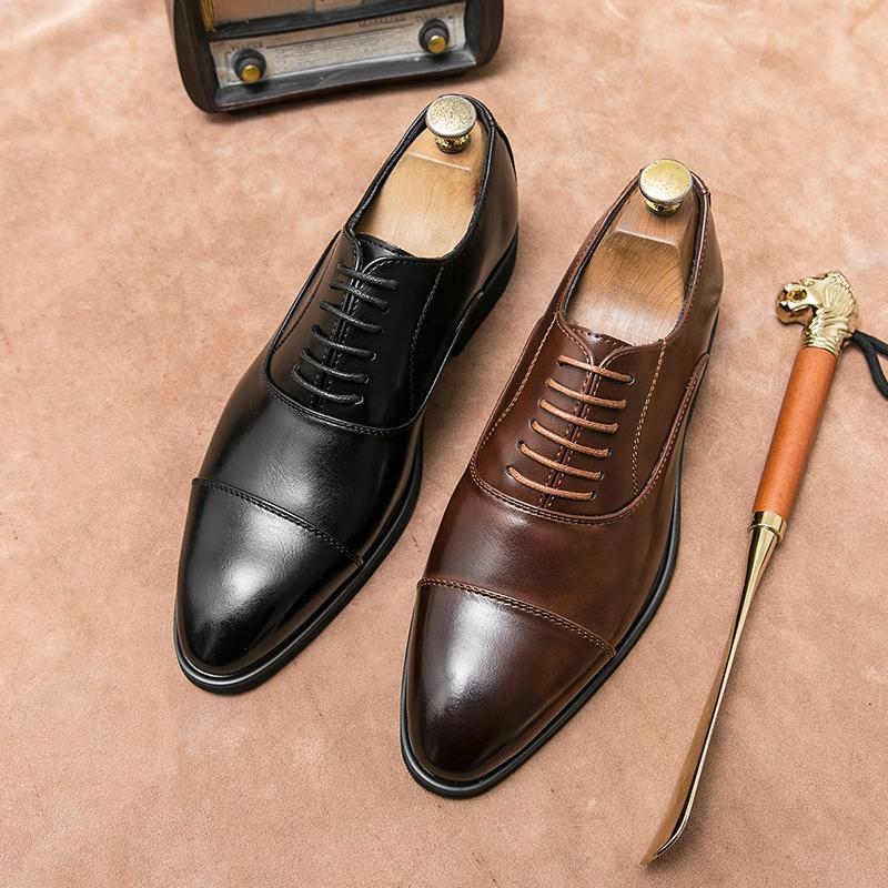 Herren elegante Oxford-Halbschuhe mit Cap-Toe, gepolstertem Komfortfußbett und rutschfester PR-Laufsohle EB