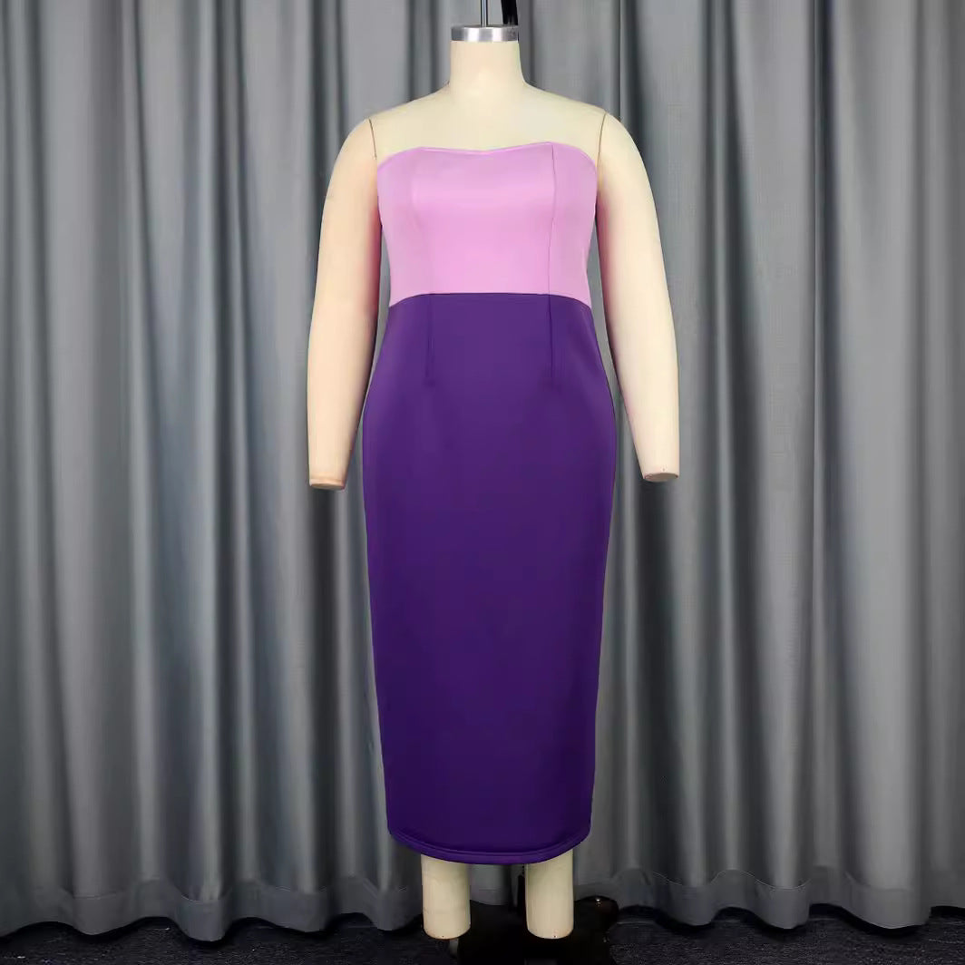 Damen figurbetontes Cocktailkleid mit schulterfreiem Design und Farbverlauf EB