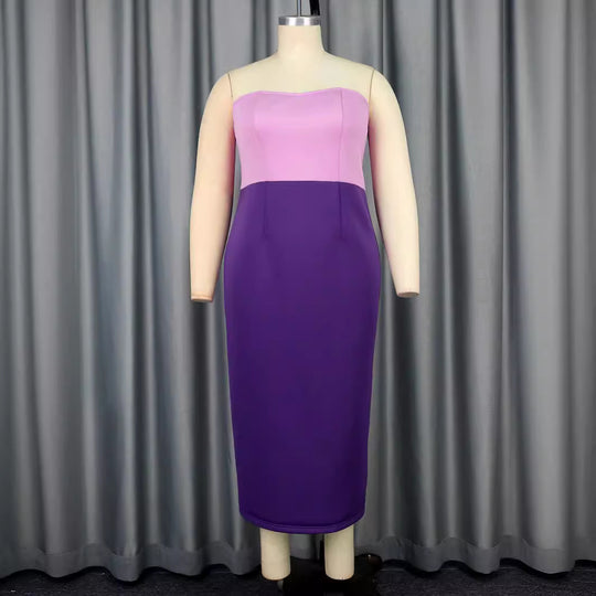 Damen figurbetontes Cocktailkleid mit schulterfreiem Design und Farbverlauf EB