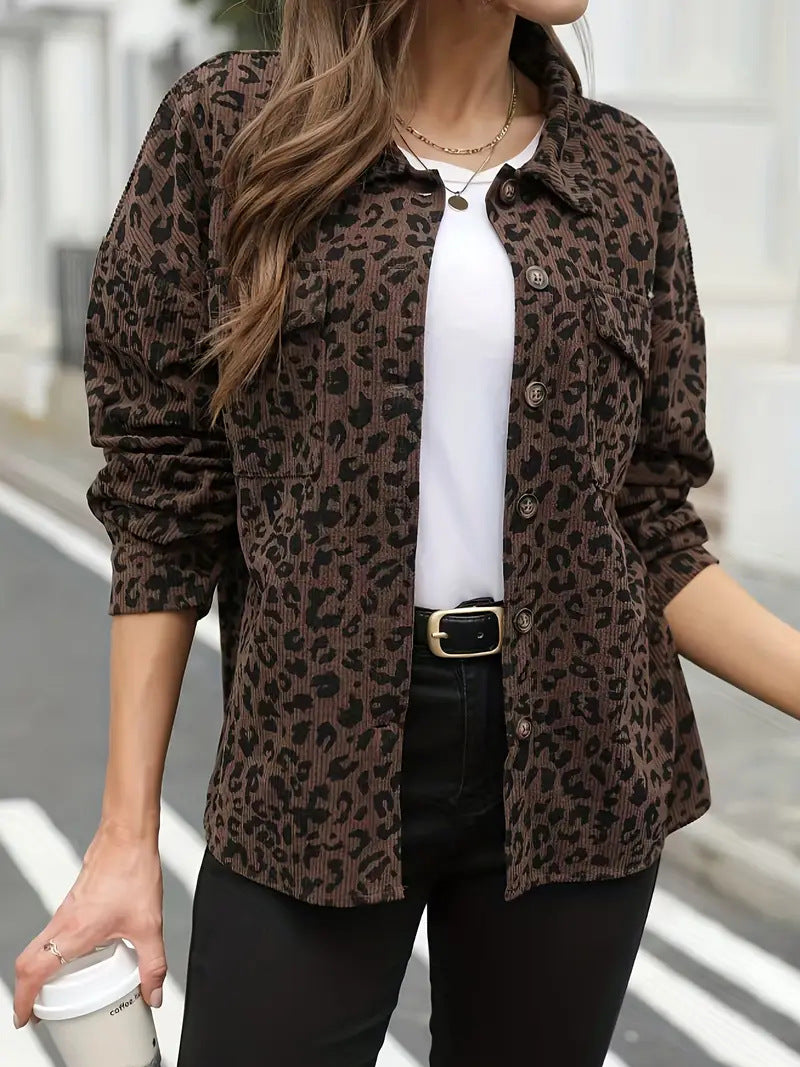 Damen Flanelljacke mit Leopardenmuster EB