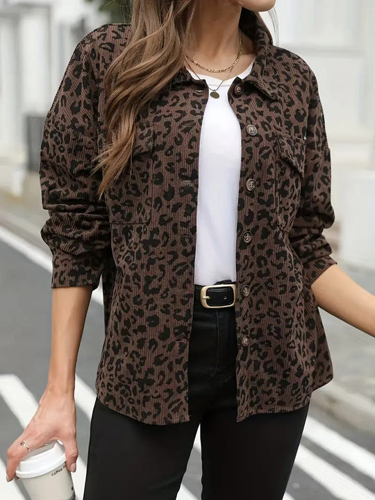Damen Flanelljacke mit Leopardenmuster EB