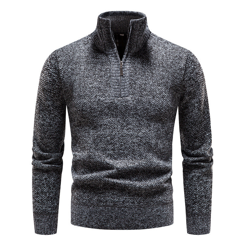 Herren eleganter Strickpullover mit modernem Stehkragen und Reißverschluss EB