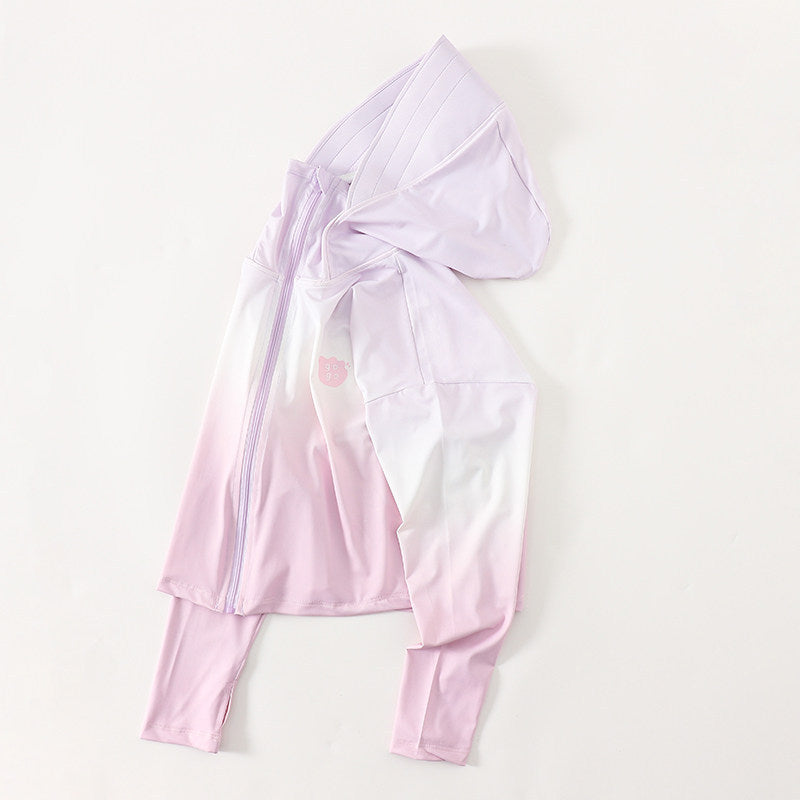 Damen nan leichte UV-Schutz Kapuzenjacke aus Funktionsstretch mit durchgehendem Reißverschluss und Raglanärmeln R&B