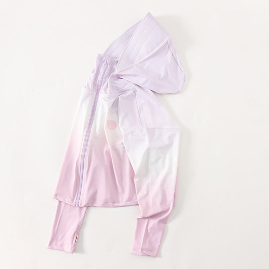 Damen nan leichte UV-Schutz Kapuzenjacke aus Funktionsstretch mit durchgehendem Reißverschluss und Raglanärmeln R&B
