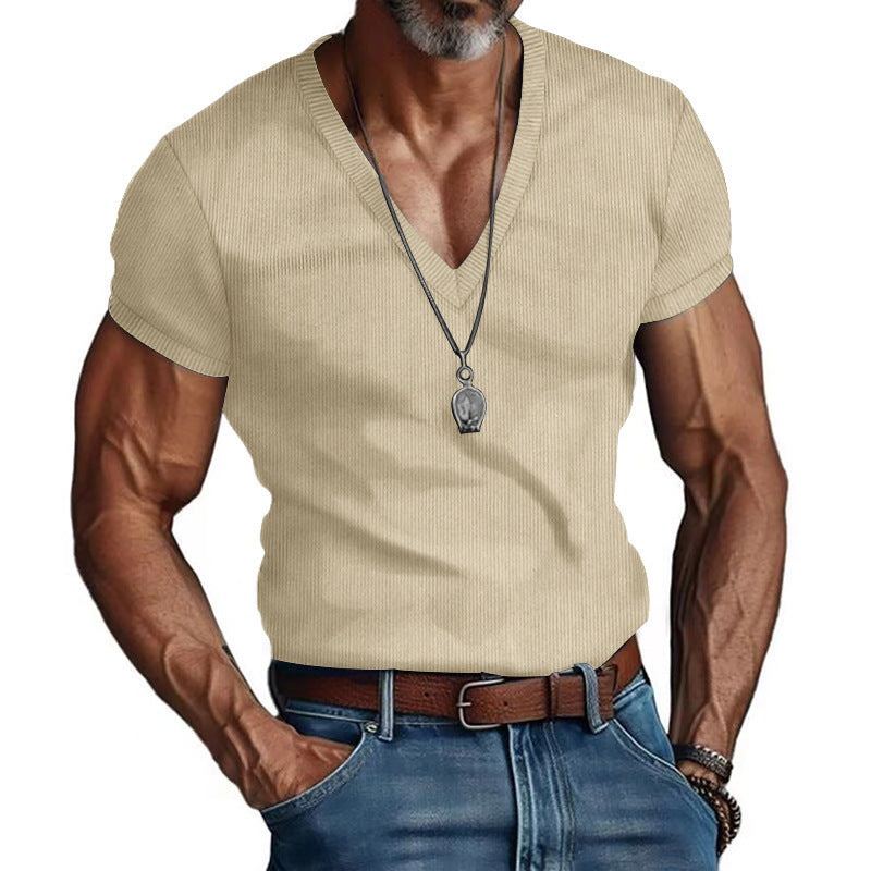 Herren Kurzarm V-Ausschnitt T-Shirt EB