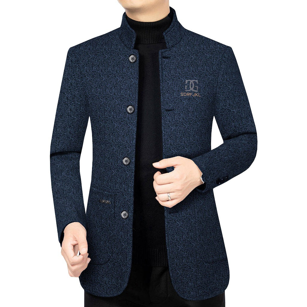 Herren Moderner Stehkragen-Blazer im Travel-Stil mit wattierter Innenfütterung EB
