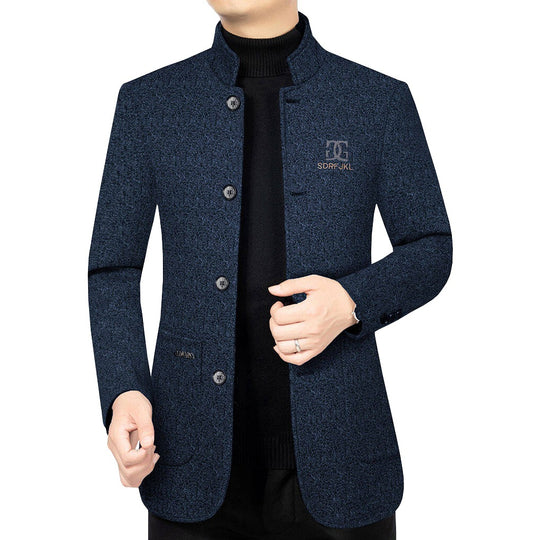 Herren Moderner Stehkragen-Blazer im Travel-Stil mit wattierter Innenfütterung EB
