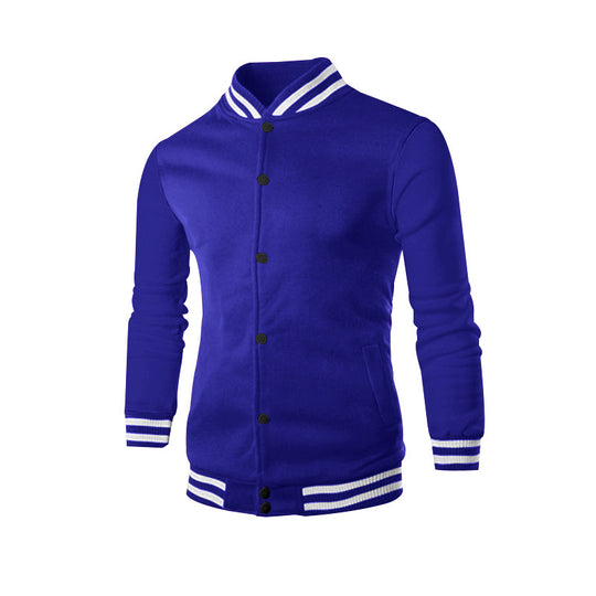 Herren sportliche Collegejacke mit hochgeschlossenem Kragen und klassischen elastischen Bündchen EB