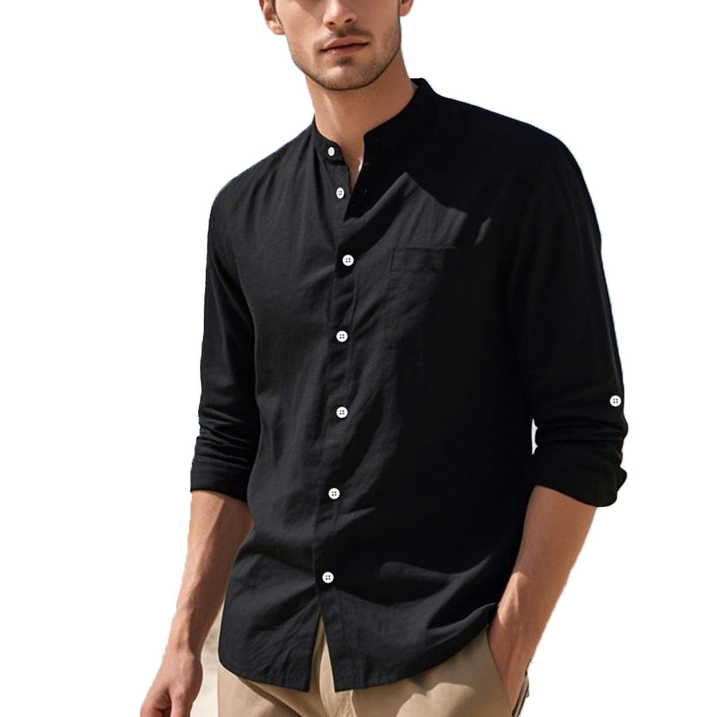 Herren Hemd im eleganten Henley-Stil mit strukturierter Baumwolle EB