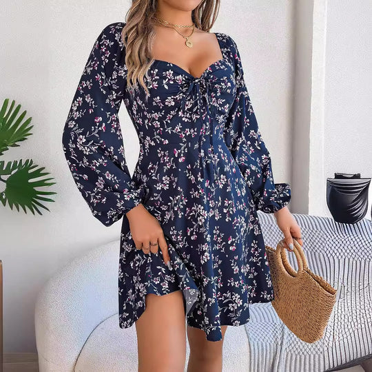 Damen Off-Shoulder Blumenkleid mit Rüschendetails EB
