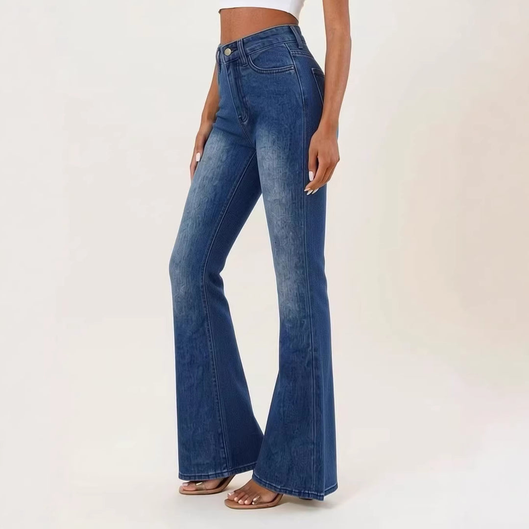 Damen Flared Jeans mit hohem Bund und einzigartigem Strukturdesign EB