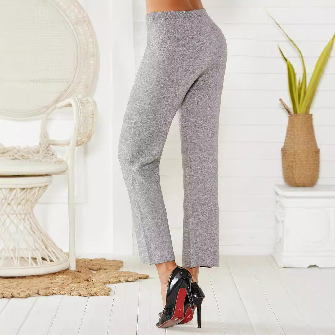 Damen Loungy Strickhose mit elastischem Bund und Kordelzug EB