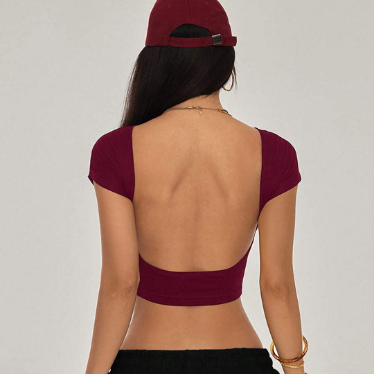 Damen Crop-Top mit breitem Ausschnitt und körperbetontem Schnitt EB