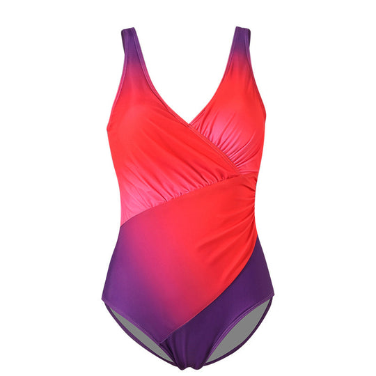 Damen Eleganter Einteiler Badeanzug mit Wickeloptik EB