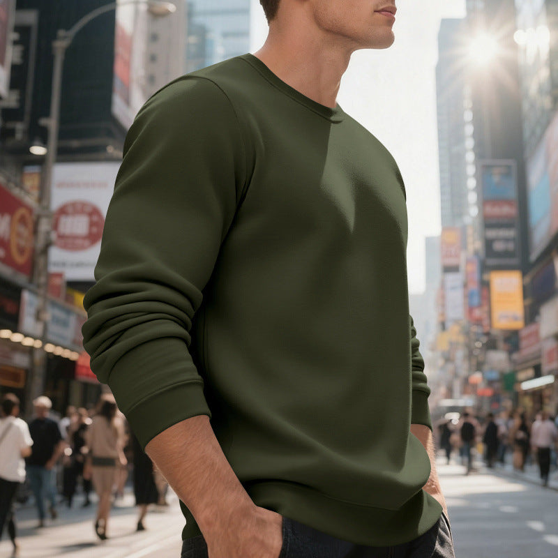 Herren lässiger Rundhals-Sweatshirt aus hochwertigem Baumwollmix mit strukturiertem Material EB