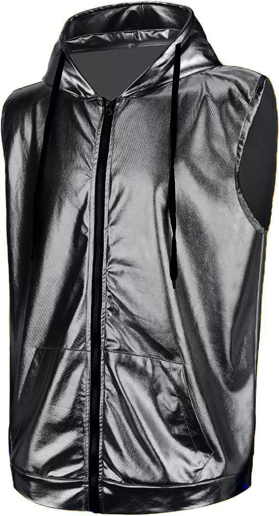Herren Kapuzenweste mit glänzendem Obermaterial und praktischen Taschen EB