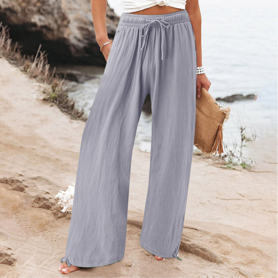 Damen Weite hose mit elastischem Bund und praktischen Taschen EB