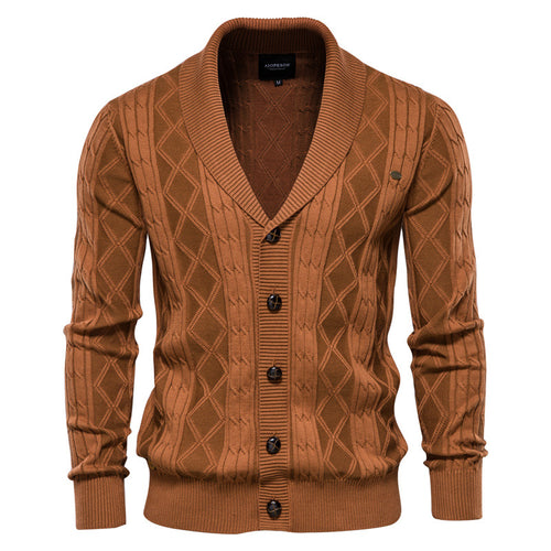 Herren Strickjacke mit stilvollem Überkragen und klassischem Muster EB