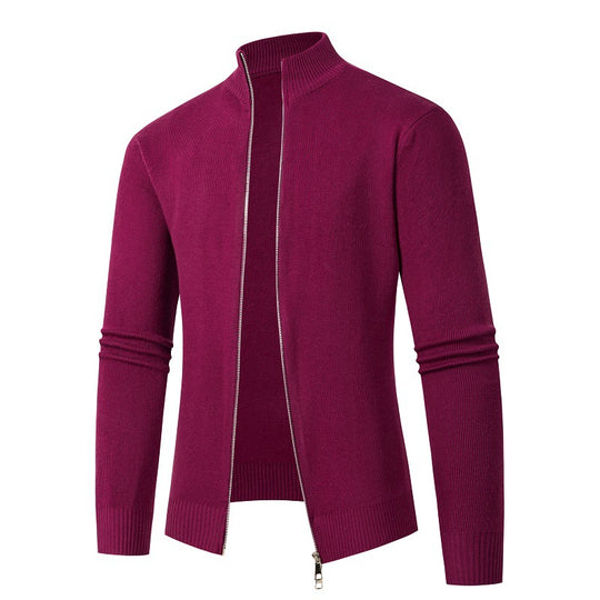 Herren modische Strickjacke mit hohem Kragen und Reißverschluss EB