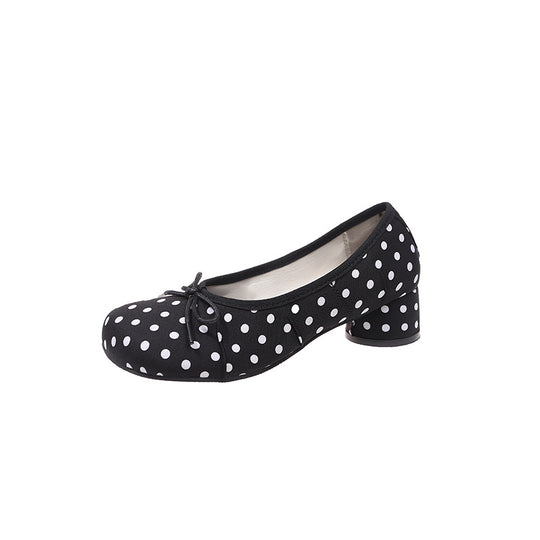 Damen Ballerinas mit punktemuster und komfortablem Blockabsatz EB