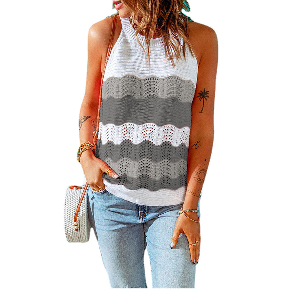 Damen Lässiges Stricktop mit modischem Farbwechsel EB