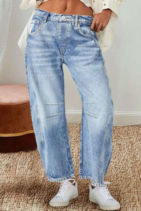 Damen Weite Jeans im lässigen Vintage-Stil mit hochwertigen Details EB