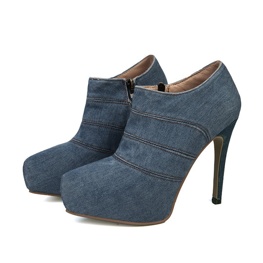 Damen High-Heels mit modischem Denim-Schnitt und elegantem Absatz EB