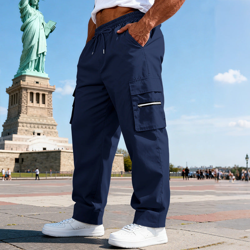 Herren Cargo-Freizeithose mit elastischem Bund, Tunnelzug & Zip-Taschen EB