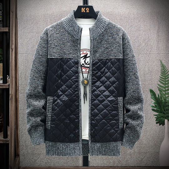 Herren Steppjacke mit Strickdetails und hohem Kragen EB