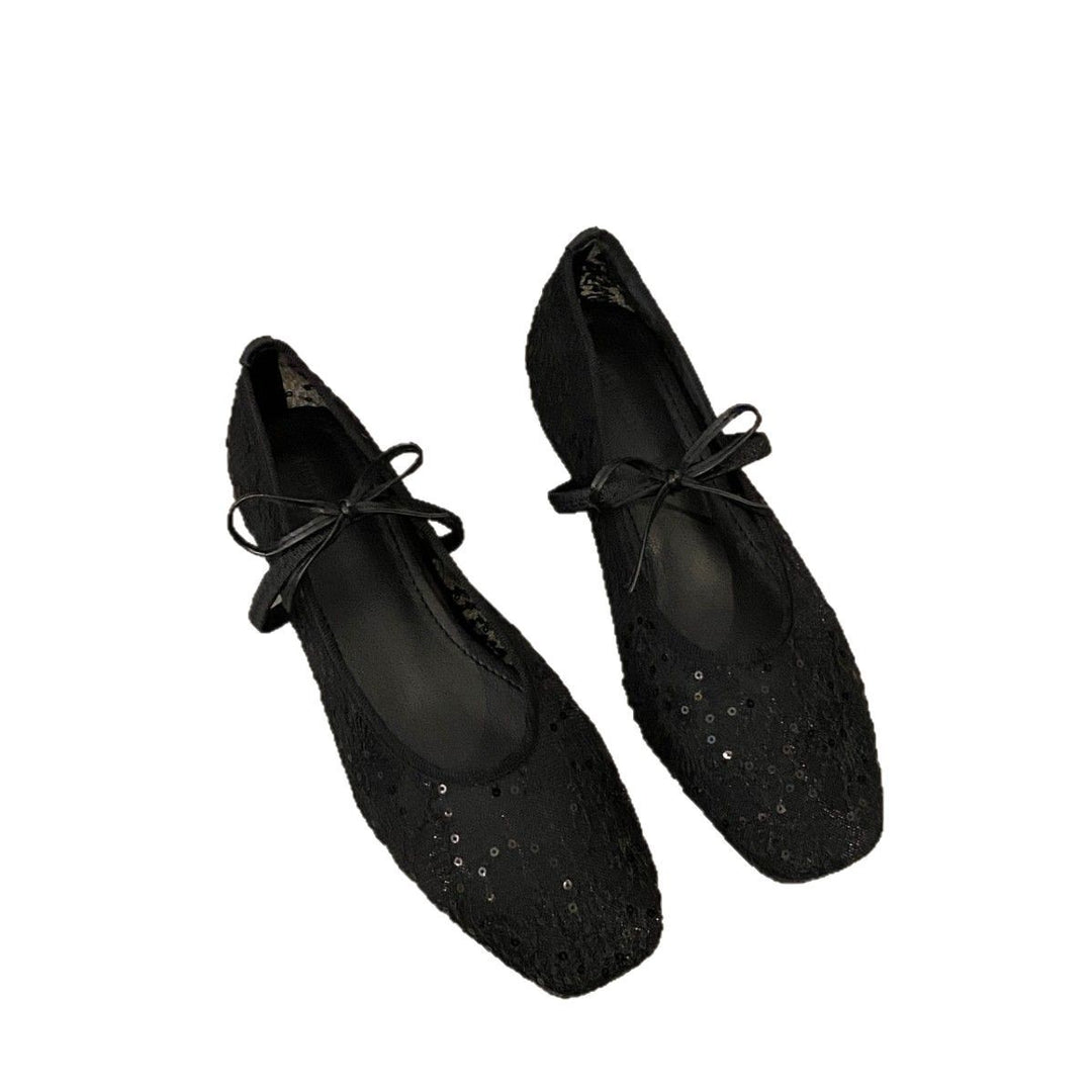 Damen Ballerinas mit zartem Spitzen-Design und eleganter Schleifenverzierung EB