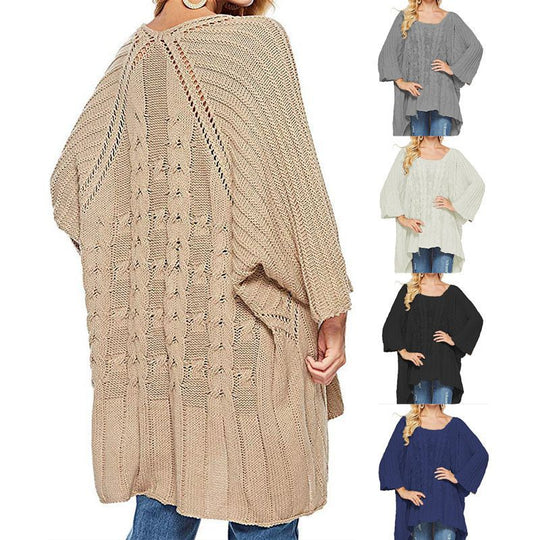Damen Strickponcho mit weitem Schnitt und modischem Strukturmuster EB