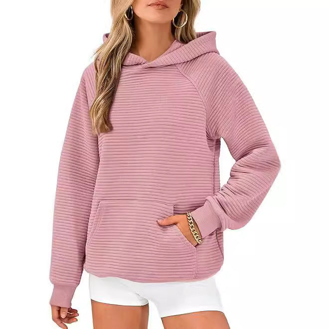 Damen Hoodie mit strukturierter Oberfläche und praktischer Kängurutasche EB