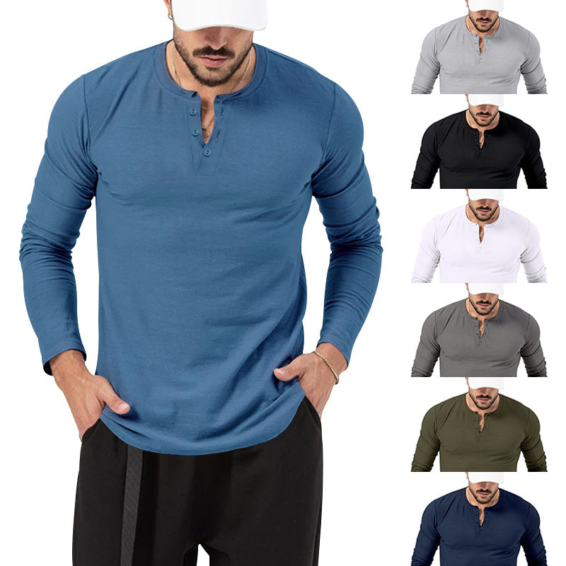 Herren Langarm-Henley-Shirt mit hochwertiger Baumwollmischung und modischen Knopfdetails EB