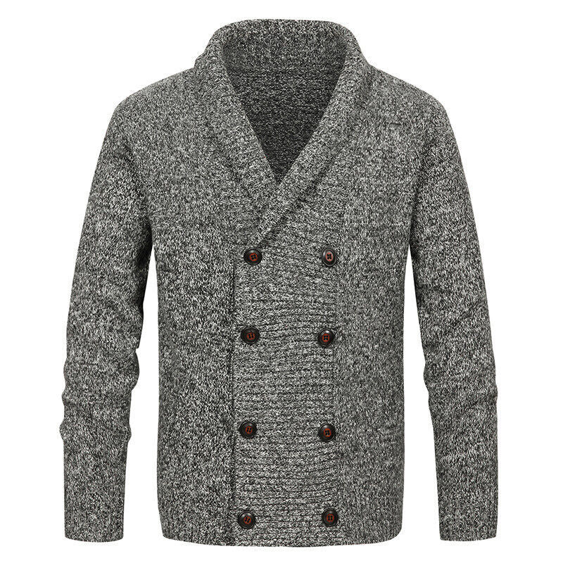 Herren Strickjacke mit modernem Schalkragen und dekorativen Knöpfen EB