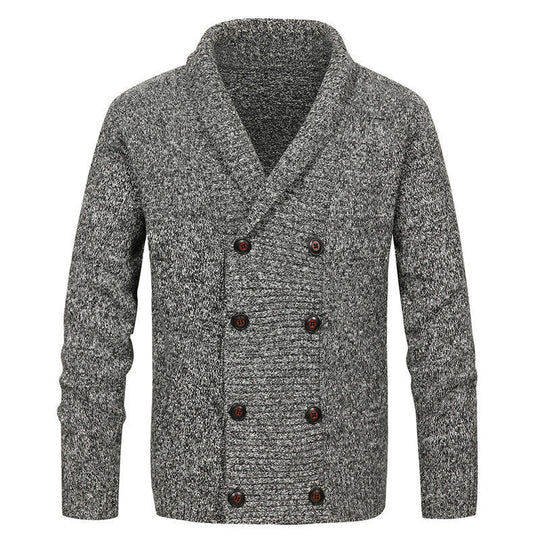 Herren Strickjacke mit modernem Schalkragen und dekorativen Knöpfen EB