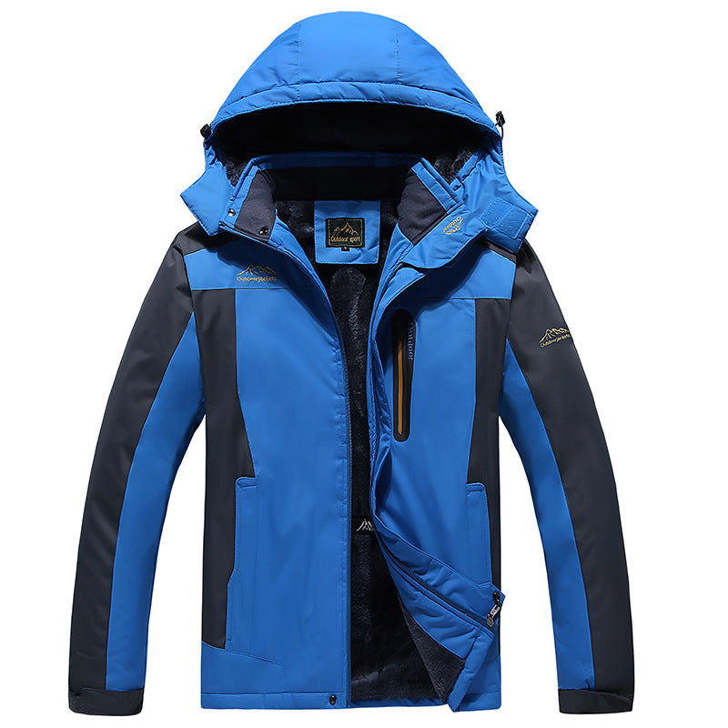 Herren isolierte Fleece-Layer Outdoorjacke mit abnehmbarer Kapuze und winddichter Außenhülle EB